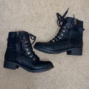 Black combat boots